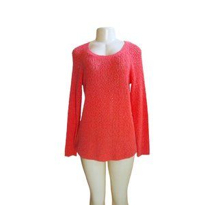 Tommy Bahama Open Knit Long Sleeve Coral Pullover Sweater in Size Medium